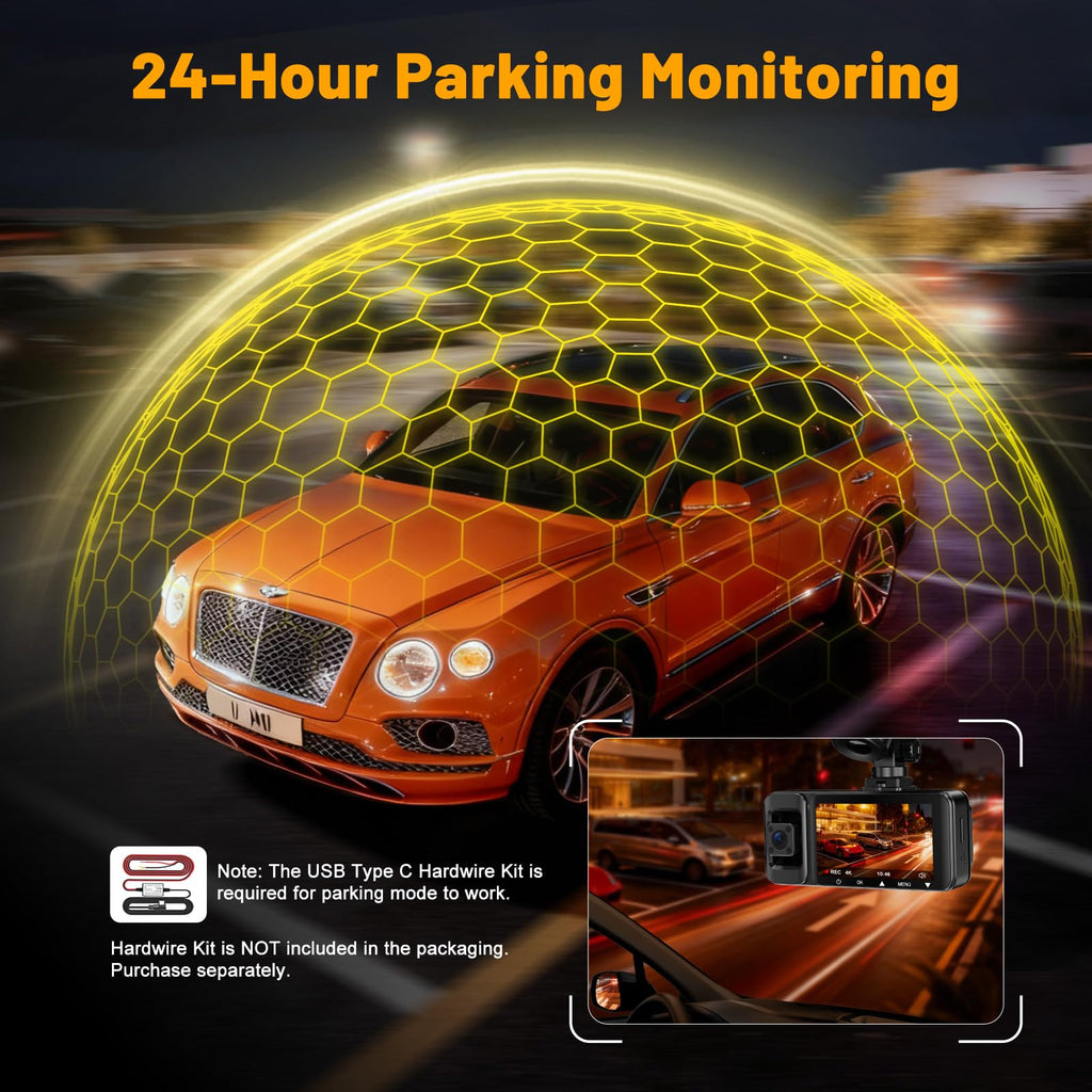 3-Channel 4K Dash Cam | Front, Interior & Rear | 360° Coverage, Night Vision